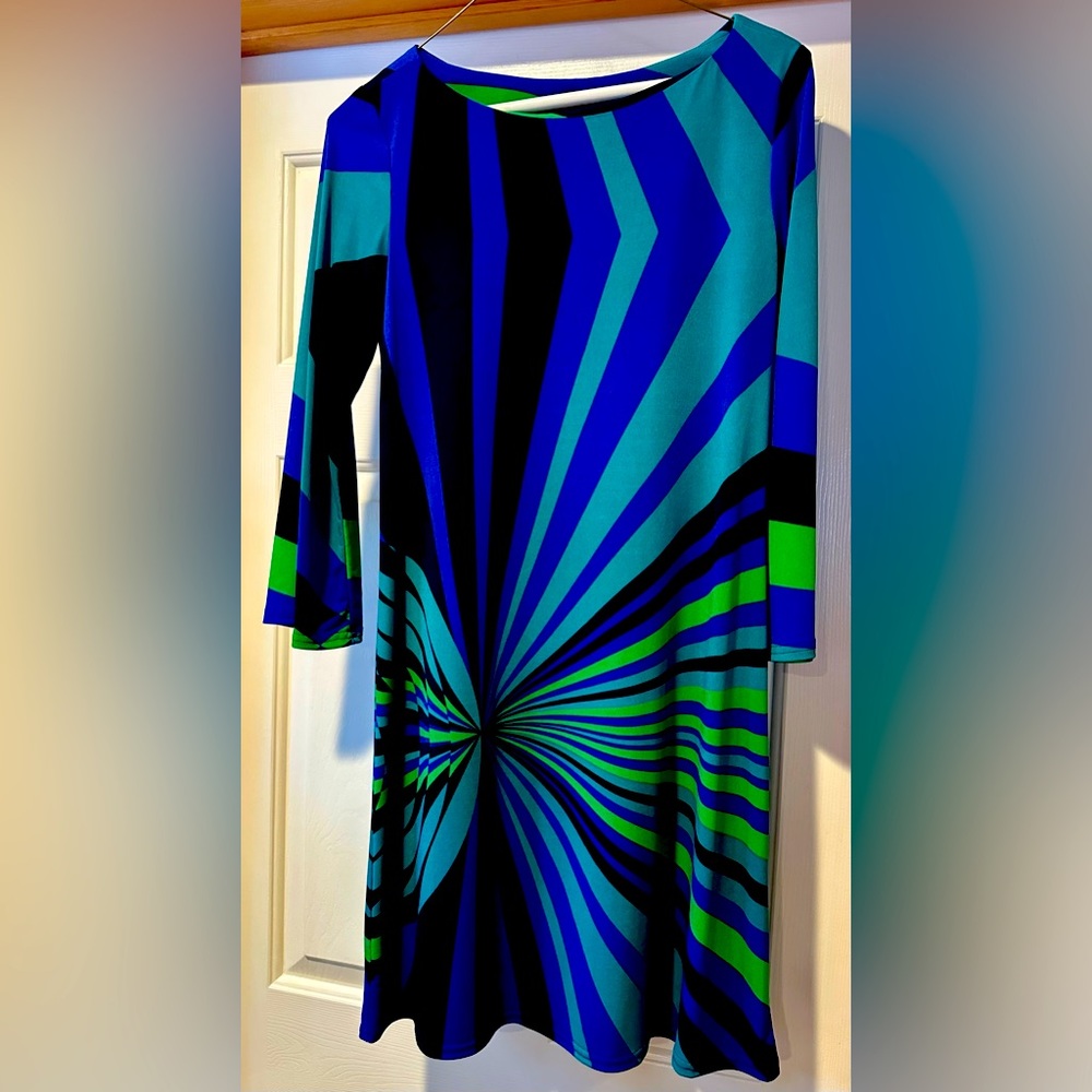 Women’s size 4 Eliza J green/deep periwinkle dress
